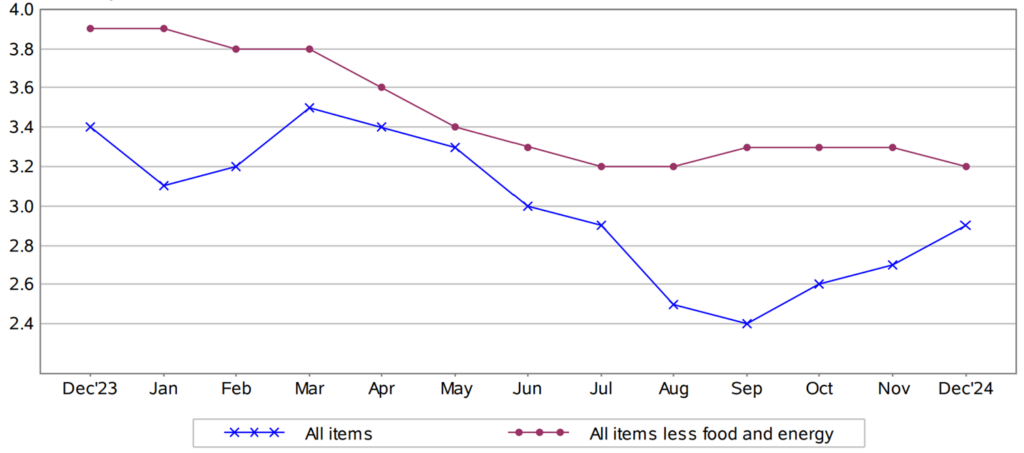 Annual change in the US CPI (Dec. 2023 - Dec. 2024)